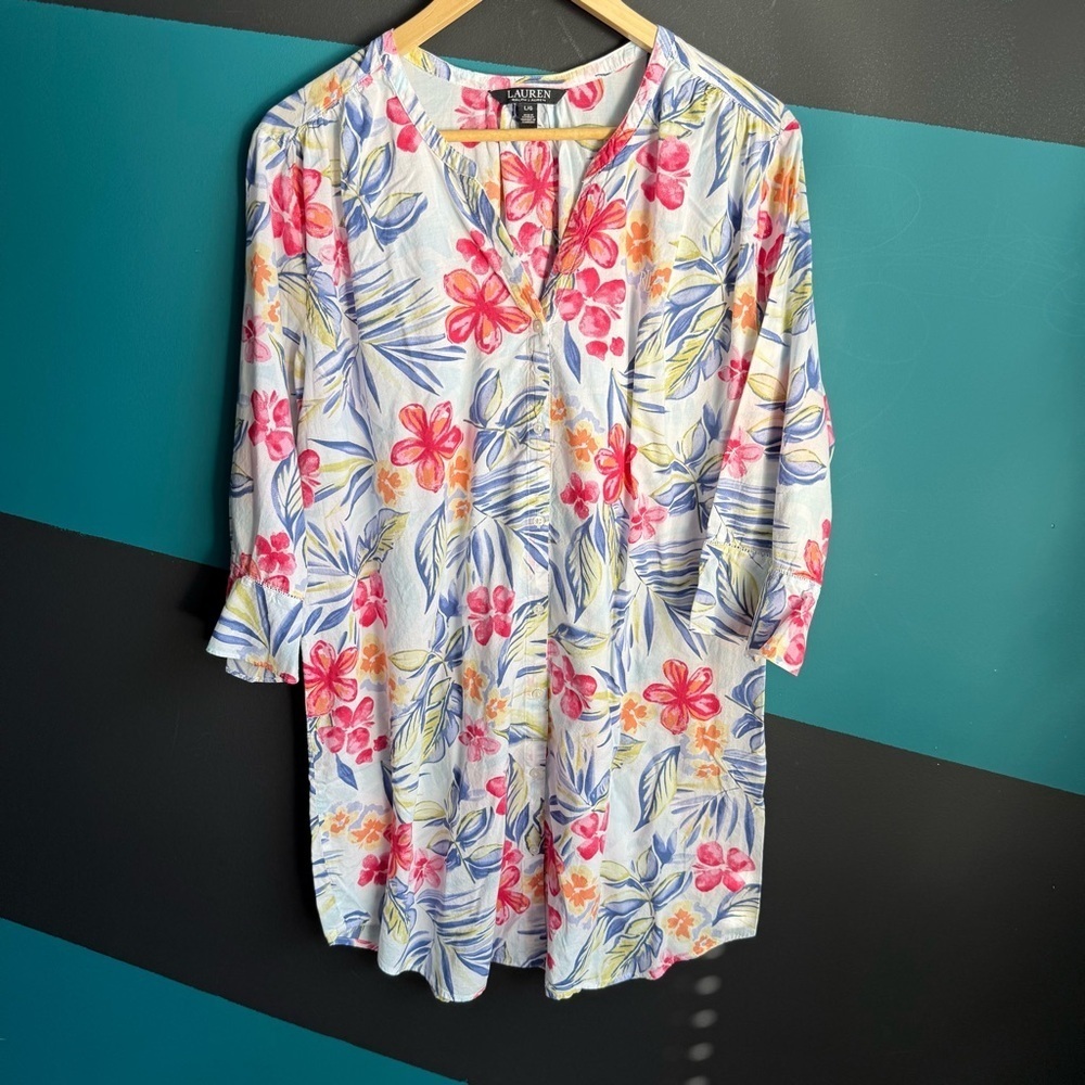 Lauren Ralph Lauren Floral Blouse in Pink and Blue